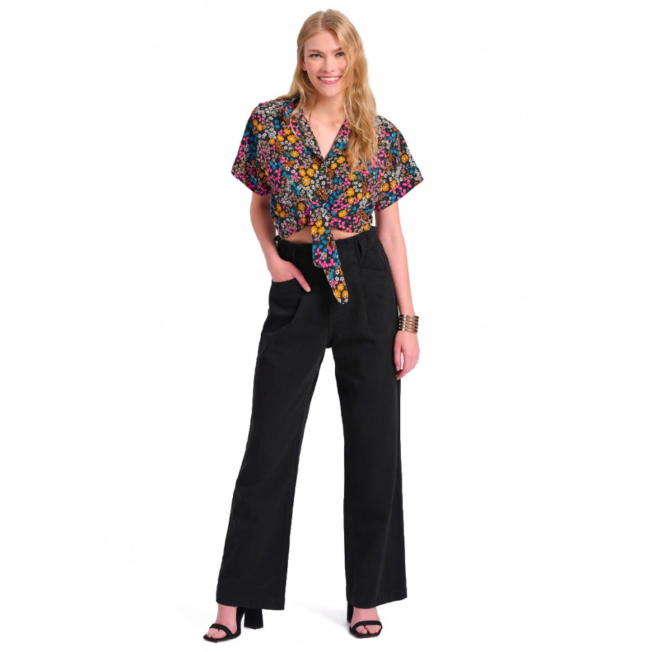 Γυναικείο Παντελόνι Μαύρο - Funky Buddha Garment Dyed