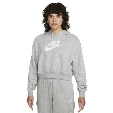 Nike Sportswear Club Fleece Γκρι - Γυναικεία Μπλούζα Φούτερ Με Κουκούλα