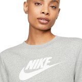Nike Sportswear Club Fleece Γκρι - Γυναικεία Μακρυμάνικη Μπλούζα Με Λαιμόκοψη