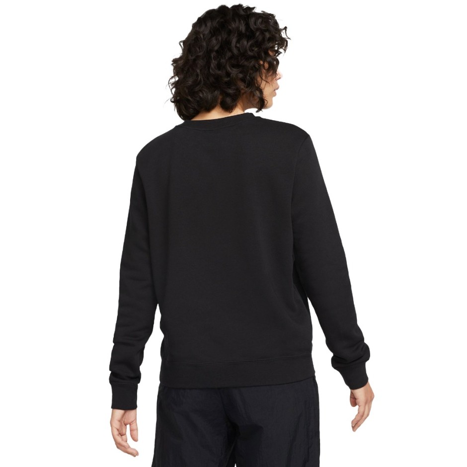 Nike Sportswear Club Fleece Μαύρο - Γυναικεία Μακρυμάνικη Μπλούζα Με Λαιμόκοψη