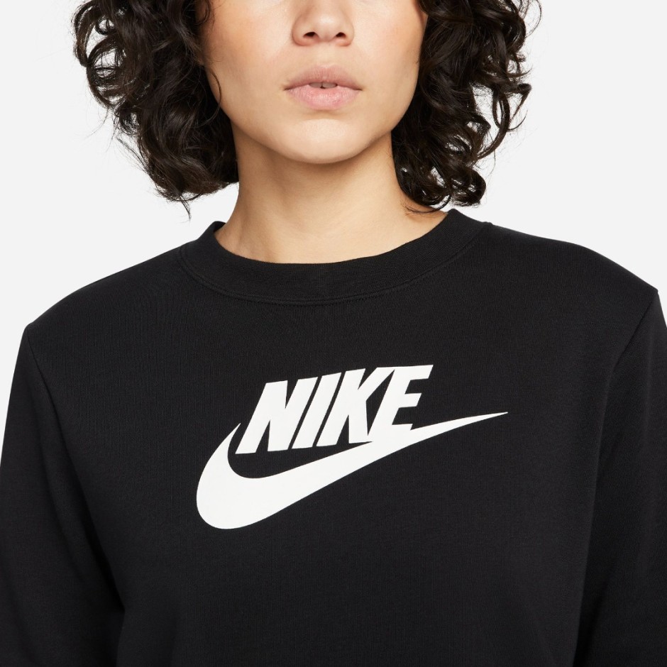 Nike Sportswear Club Fleece Μαύρο - Γυναικεία Μακρυμάνικη Μπλούζα Με Λαιμόκοψη