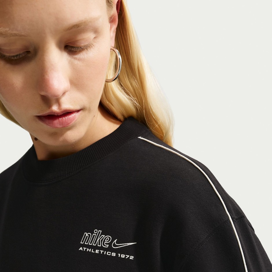 Women's Sweatshirt Black - Nike Studio Fleece Medium Weight 'Graphic Pack'