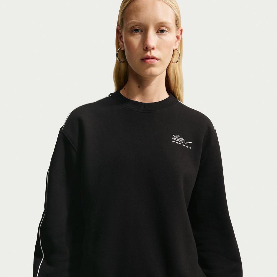 Women's Sweatshirt Black - Nike Studio Fleece Medium Weight 'Graphic Pack'
