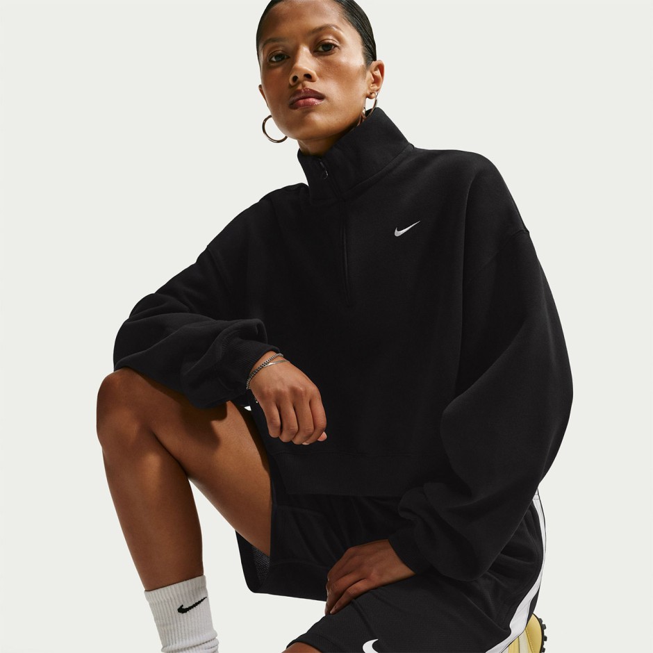 Γυναικεία Μακρυμάνικη Μπλούζα Μαύρη - Nike Studio Fleece Medium Weight