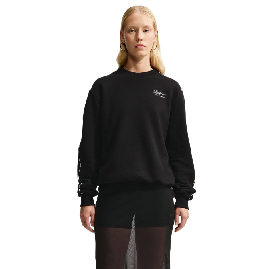 Women's Sweatshirt Black - Nike Studio Fleece Medium Weight 'Graphic Pack'