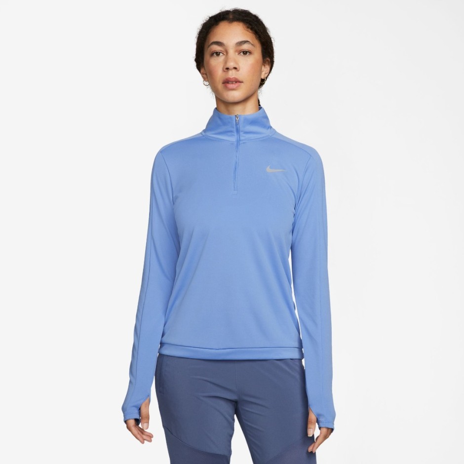 Nike Dri-FIT Pacer Σιέλ - Γυναικεία Μακρυμάνικη Μπλούζα για Τρέξιμο