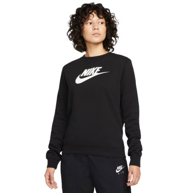 Nike Sportswear Club Fleece Μαύρο - Γυναικεία Μακρυμάνικη Μπλούζα Με Λαιμόκοψη