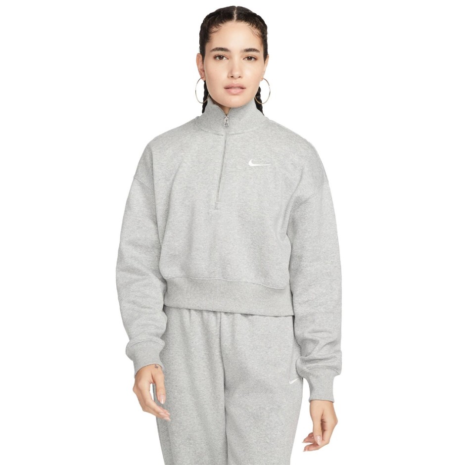 NIKE W NSW PHNX FLC QZ CROP DQ5767-063 Grey