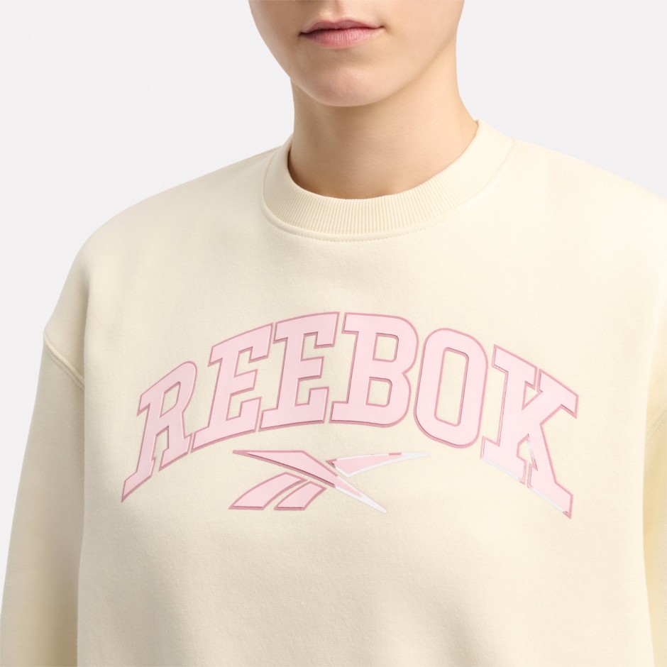 Reebok VARSITY ARCH FLEECE CREWNECK SWEATSHIRT 100241351 Εκρού