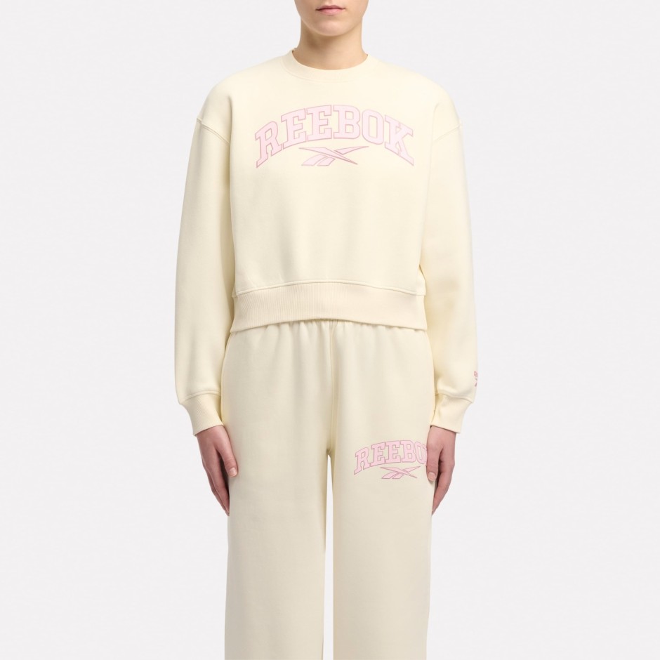Reebok VARSITY ARCH FLEECE CREWNECK SWEATSHIRT 100241351 Εκρού