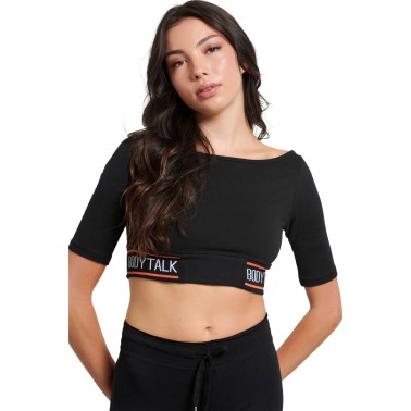 Γυναικεία Κοντομάνικη Μπλούζα BODYTALK Μαύρο 1222-904720-00100 