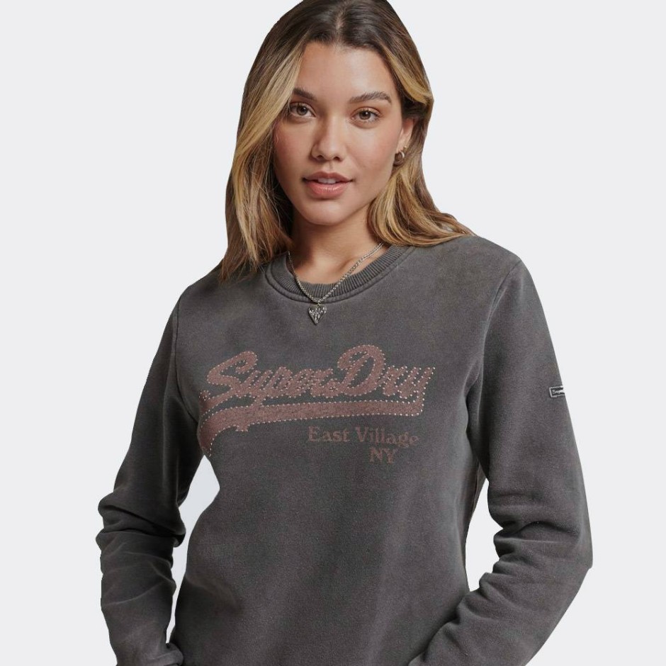 Γυναικεία Μακρυμάνικη Μπλούζα SUPERDRY VINTAGE LOGO BOROUGH CREW Μαύρο W2011547A-06A 