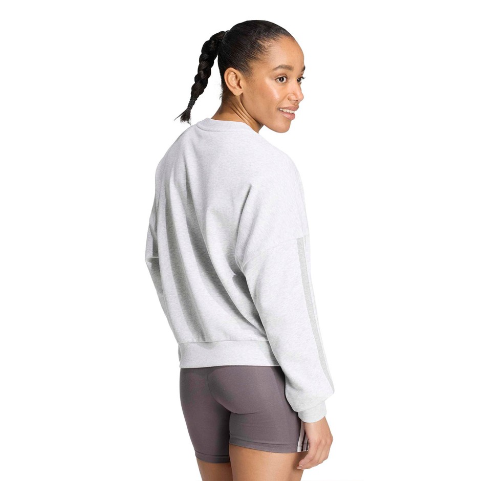 Γυναικεία Μακρυμάνικη Μπλούζα Γκρι - adidas Sportswear Essentials 3-Stripes French Terry