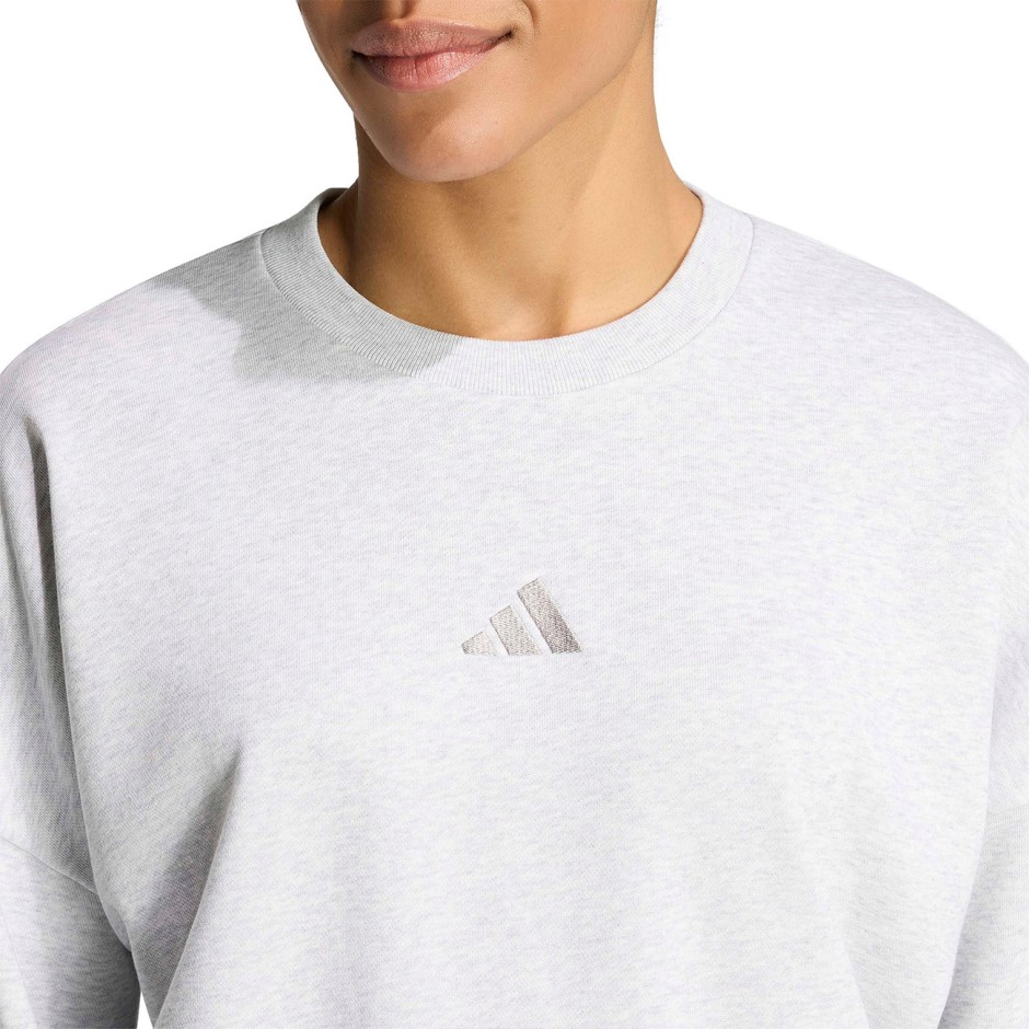Γυναικεία Μακρυμάνικη Μπλούζα Γκρι - adidas Sportswear Essentials 3-Stripes French Terry