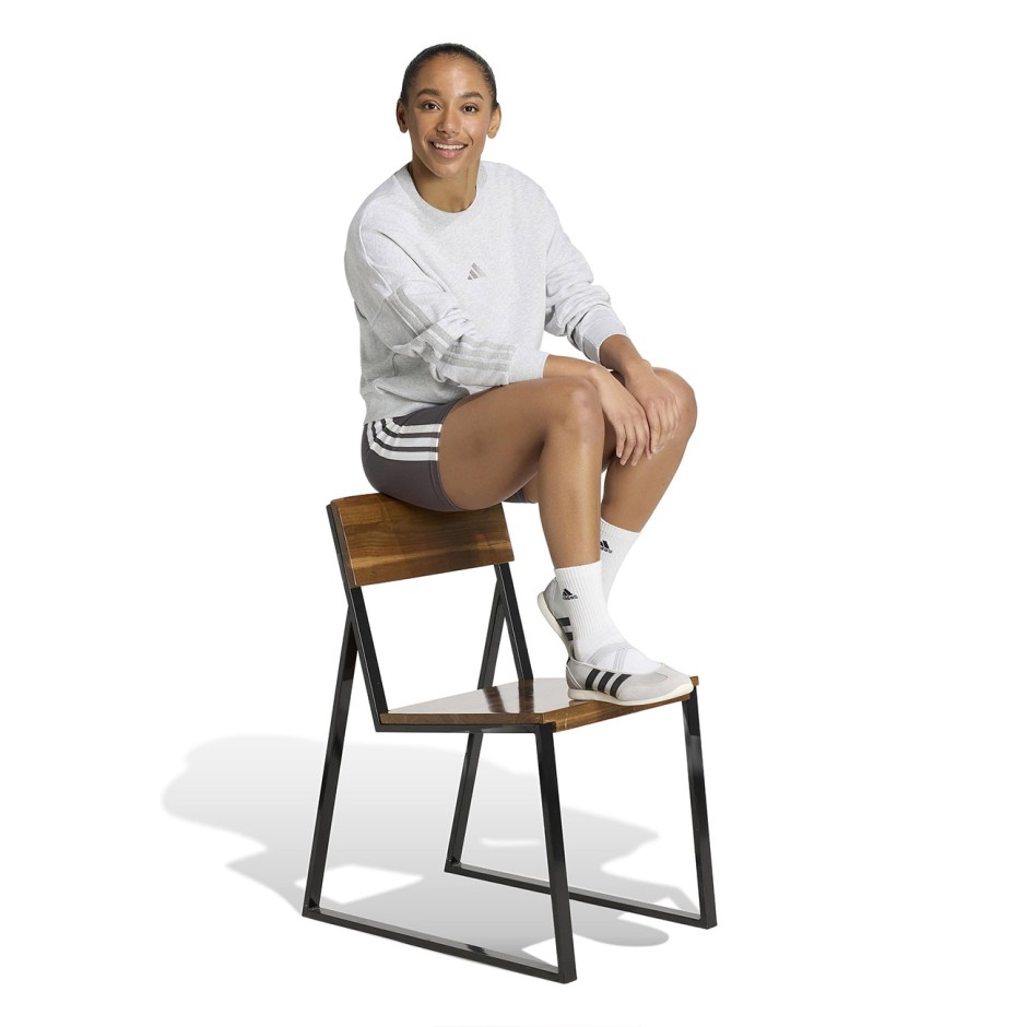 Γυναικεία Μακρυμάνικη Μπλούζα Γκρι - adidas Sportswear Essentials 3-Stripes French Terry