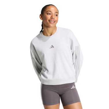 Γυναικεία Μακρυμάνικη Μπλούζα Γκρι - adidas Sportswear Essentials 3-Stripes French Terry