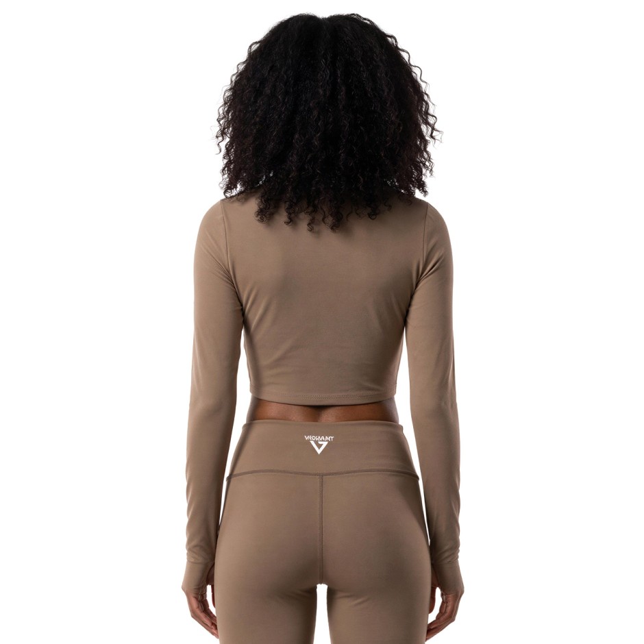 Women's Yoga Long-Sleeve Top Beige - VENIMO 