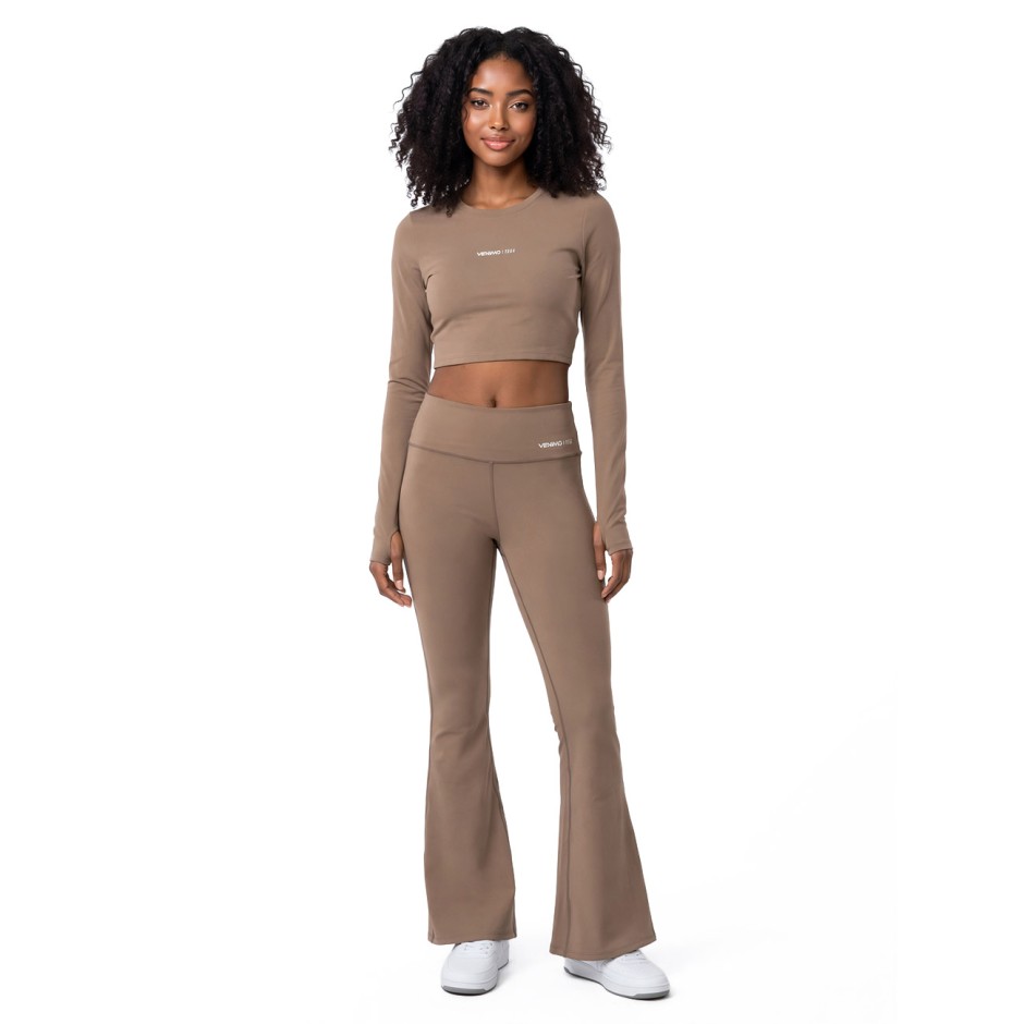 Women's Yoga Long-Sleeve Top Beige - VENIMO 