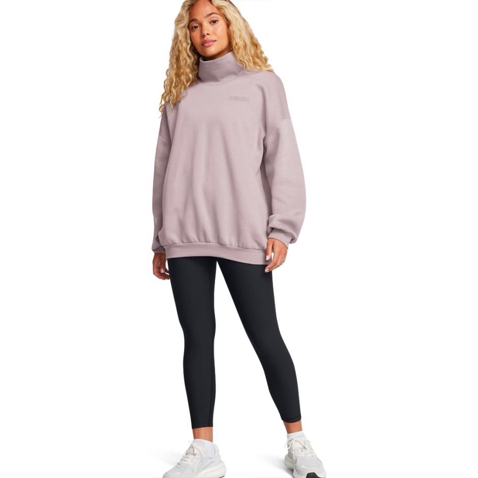 Γυναικεία Μακρυμάνικη Μπλούζα Γκρι - Under Armour Icon Fleece Oversized Mock Crew