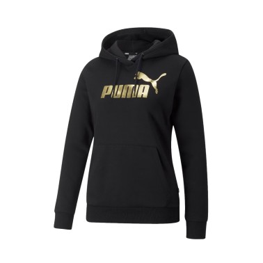 Puma Essentials+ Metallic Logo Μαύρο - Γυναικεία Μπλούζα Φούτερ