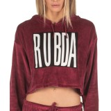 BODY ACTION VELOUR CROPPED HOODIE 061840-01-08D Βordeaux