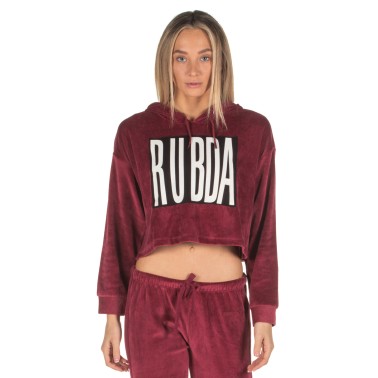 BODY ACTION VELOUR CROPPED HOODIE 061840-01-08D Μπορντό