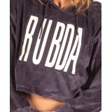 BODY ACTION VELOUR CROPPED HOODIE 061840-01-03G Coal