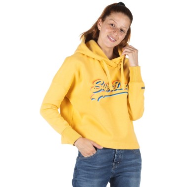 Γυναικεία Μακρυμάνικη Μπλούζα SUPERDRY VINTAGE LOGO RAINBOW HOOD Κίτρινο W2011455A-07K 