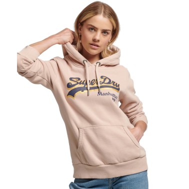 Γυναικεία Μπλούζα Φούτερ SUPERDRY VINTAGE LOGO BOROUGH HOOD Ροζ W2011457A-7UJ 