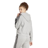 adidas Sportswear Essentials 3-Stripes Animal Print Γκρι - Γυναικεία Μπλούζα Φούτερ Με Κουκούλα Εικόνα 0