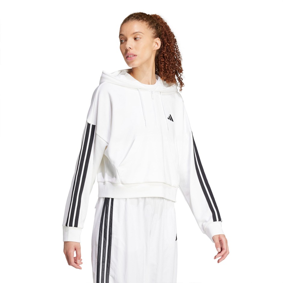 Γυναικείο Φούτερ Λευκό - adidas Sportswear Essentials 3-Stripes French Terry Quarter-Zip