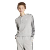 adidas Sportswear Essentials 3-Stripes Animal Print Γκρι - Γυναικεία Μπλούζα Φούτερ Με Κουκούλα Εικόνα 