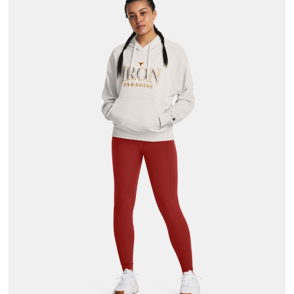 Under Armour Project Rock Everyday Terry Λευκό - Γυναικεία Μπλούζα Φούτερ Προπόνησης