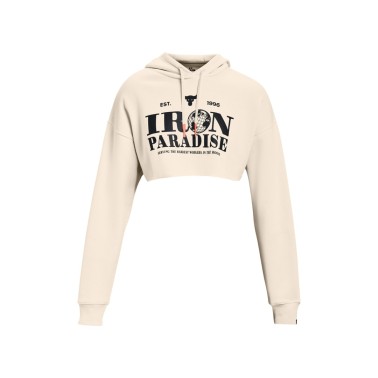 Γυναικεία Μπλούζα Φούτερ Προπόνησης UNDER ARMOUR PROJECT ROCK CROP FLCE HDY Λευκό 1373606-110 