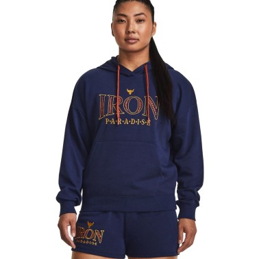 Under Armour Project Rock Everyday Terry Μπλε - Γυναικεία Μπλούζα Φούτερ Προπόνησης