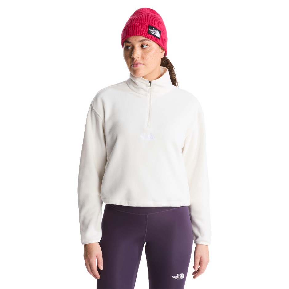 Γυναικεία Μακρυμάνικη Μπλούζα Λευκή - The North Face Glacier Novelty Logo 1/4 Zip Fleece
