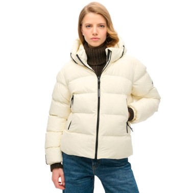 SUPERDRY D2 SDCD HOODED SPORTS PUFFER JACKET W5011721A-71D Ecru