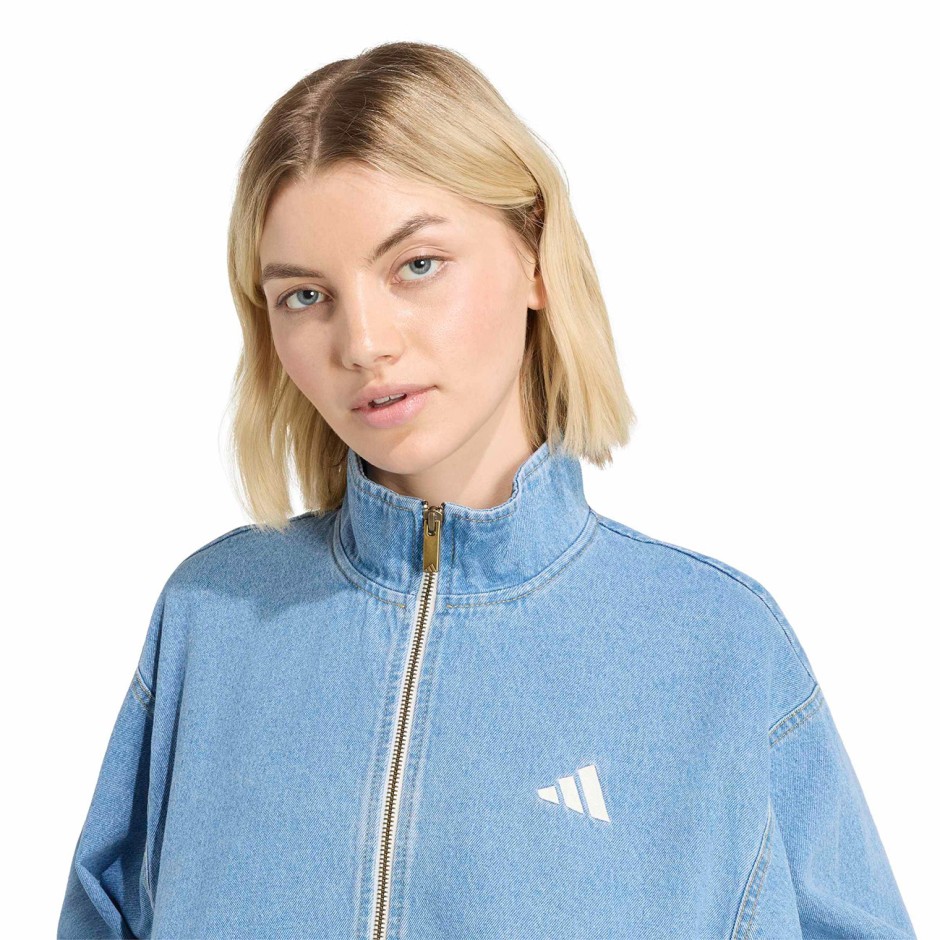Γυναικείο Τζιν Μπουφάν Σιέλ - adidas Sportswear Stadium Washed Denim Loose Fit