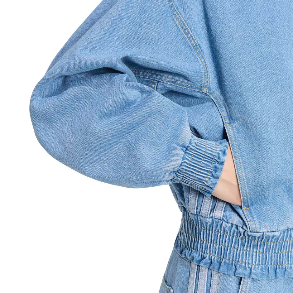 Γυναικείο Τζιν Μπουφάν Σιέλ - adidas Sportswear Stadium Washed Denim Loose Fit