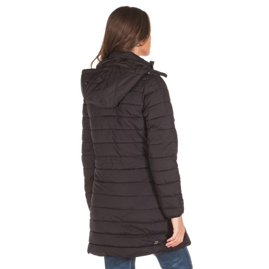 EMERSON DETACHABLE HOOD FAKE DOWN QUILTED LONG JACKET 192.EW10.82-RPS OFF BLACK Μαύρο