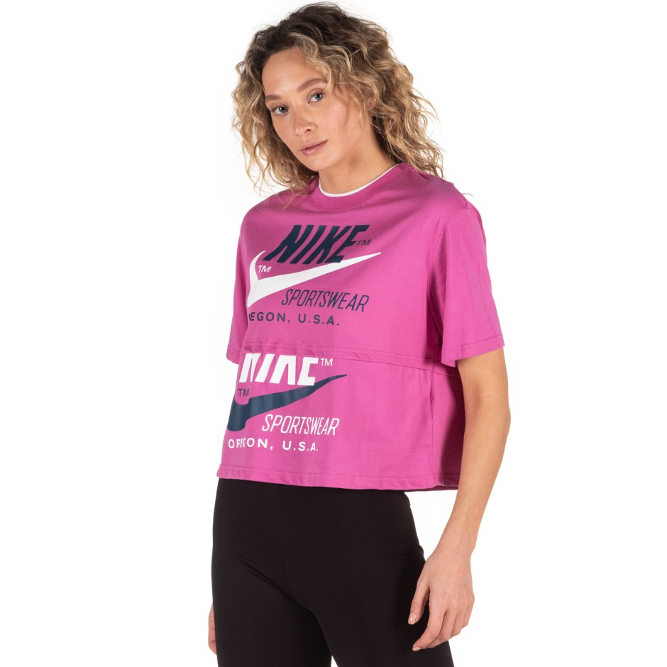 NIKE SPORTSWEAR ICON CLASH WOMEN'S SHORT-SLEEVE TOP CJ2040-691 Φούξια