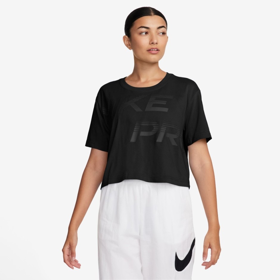 Γυναικεία Κοντομάνικη Μπλούζα Προπόνησης Μαύρη - Nike Pro 