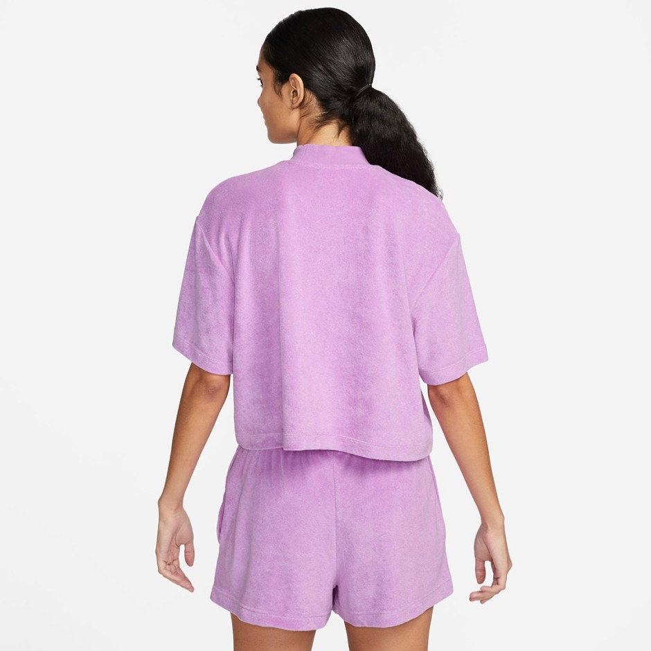 NIKE W NSW MOCK SS TEE TRRY MS FJ4894-532 Purple
