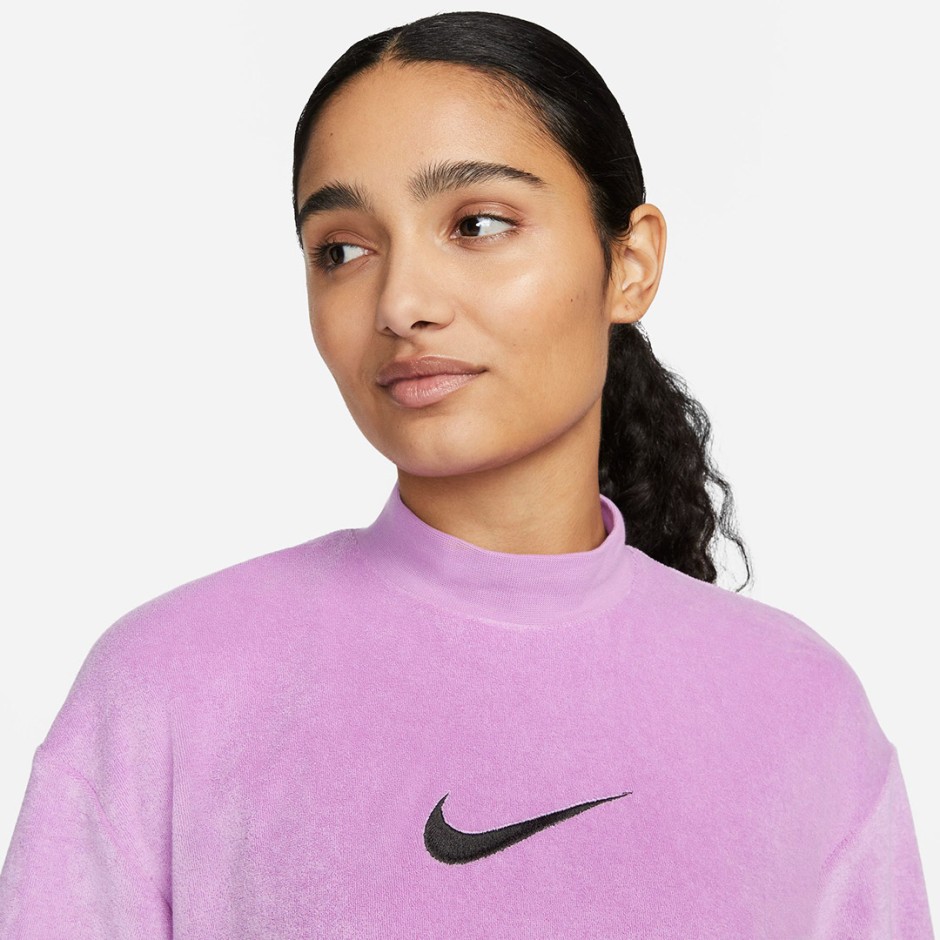 NIKE W NSW MOCK SS TEE TRRY MS FJ4894-532 Purple