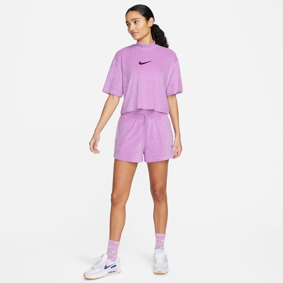 NIKE W NSW MOCK SS TEE TRRY MS FJ4894-532 Purple