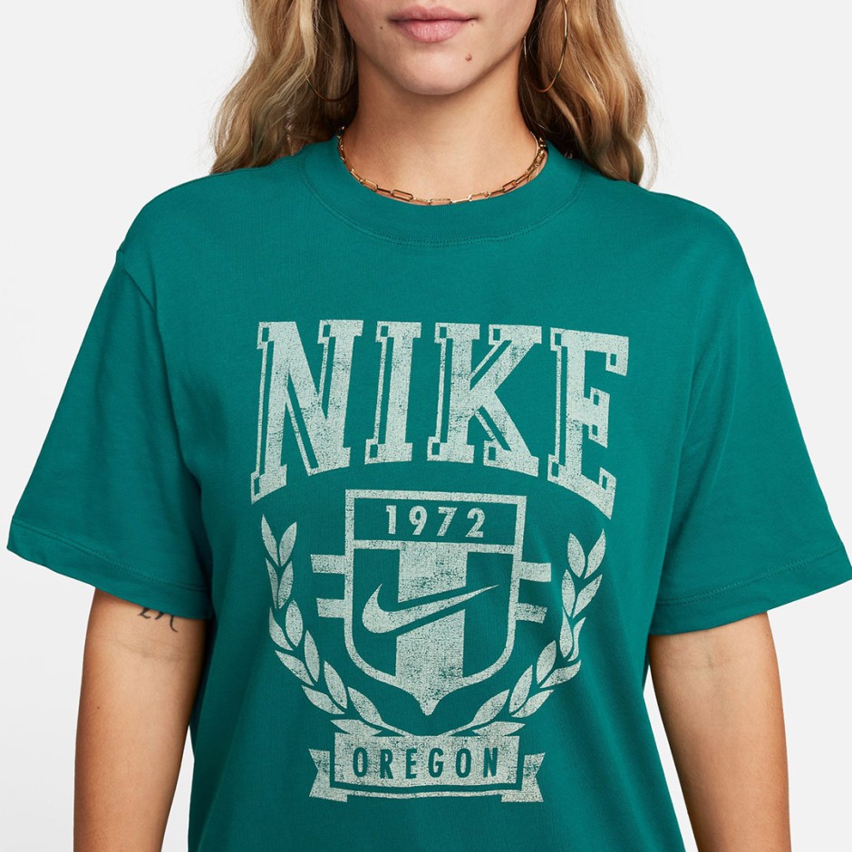 Γυναικεία Κοντομάνικη Μπλούζα Πετρόλ - Nike Sportswear