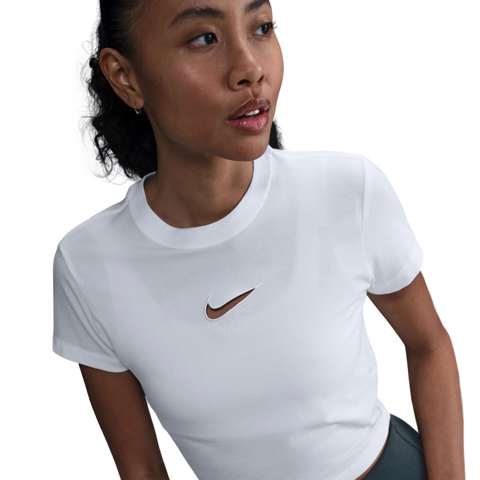 Γυναικεία Κοντομάνικη Μπλούζα Λευκή - Nike Sportswear Chill Knit