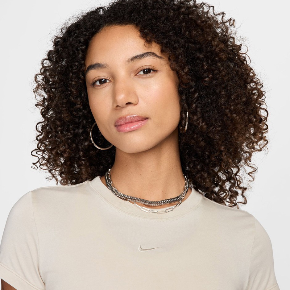 Γυναικεία Κοντομάνικη Μπλούζα Εκρού - Nike Sportswear Chill Knit
