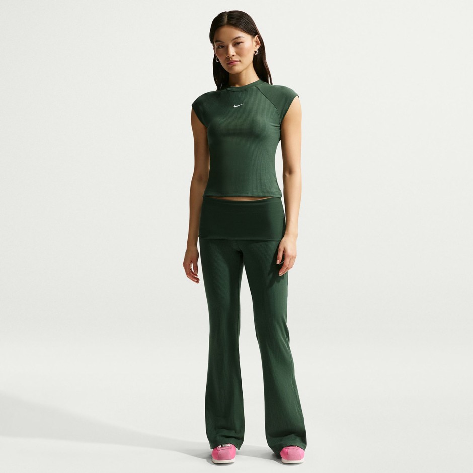 Γυναικεία Κοντομάνικη Μπλούζα Κυπαρισσί - Nike Sportswear Chill Knit