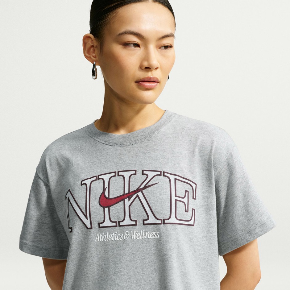 Γυναικεία Κοντομάνικη Μπλούζα Γκρι - Nike Sportswear Classic
